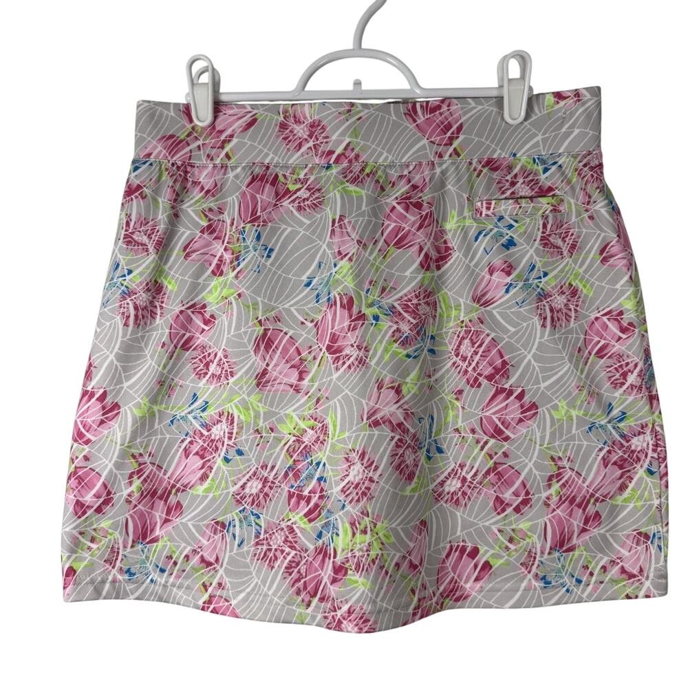 Pebble Beach Dry-Luxe Performance Skort Women's Medium Floral Gray Golf Athletic